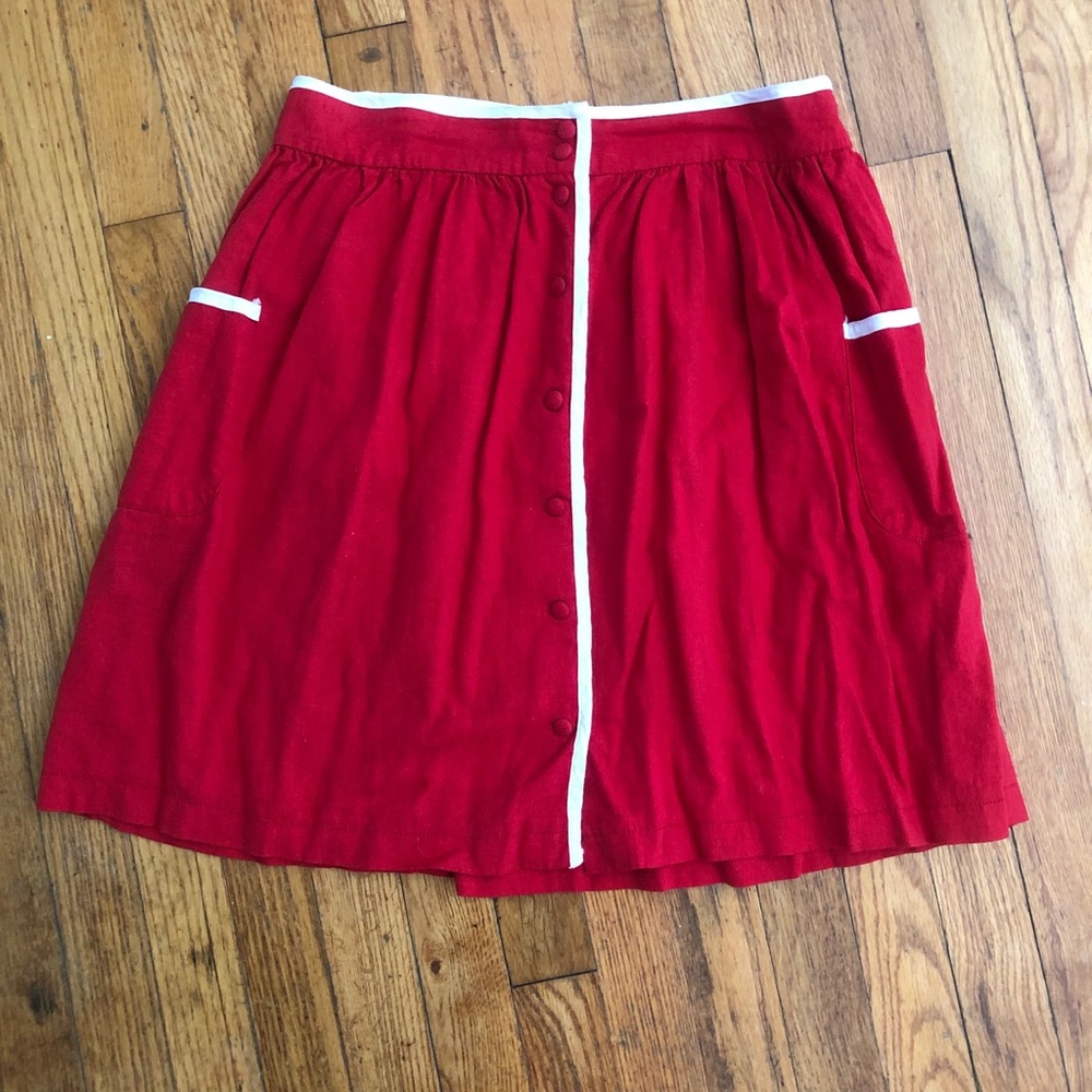 Forever 21 Red Skirt with Piping Detail, L